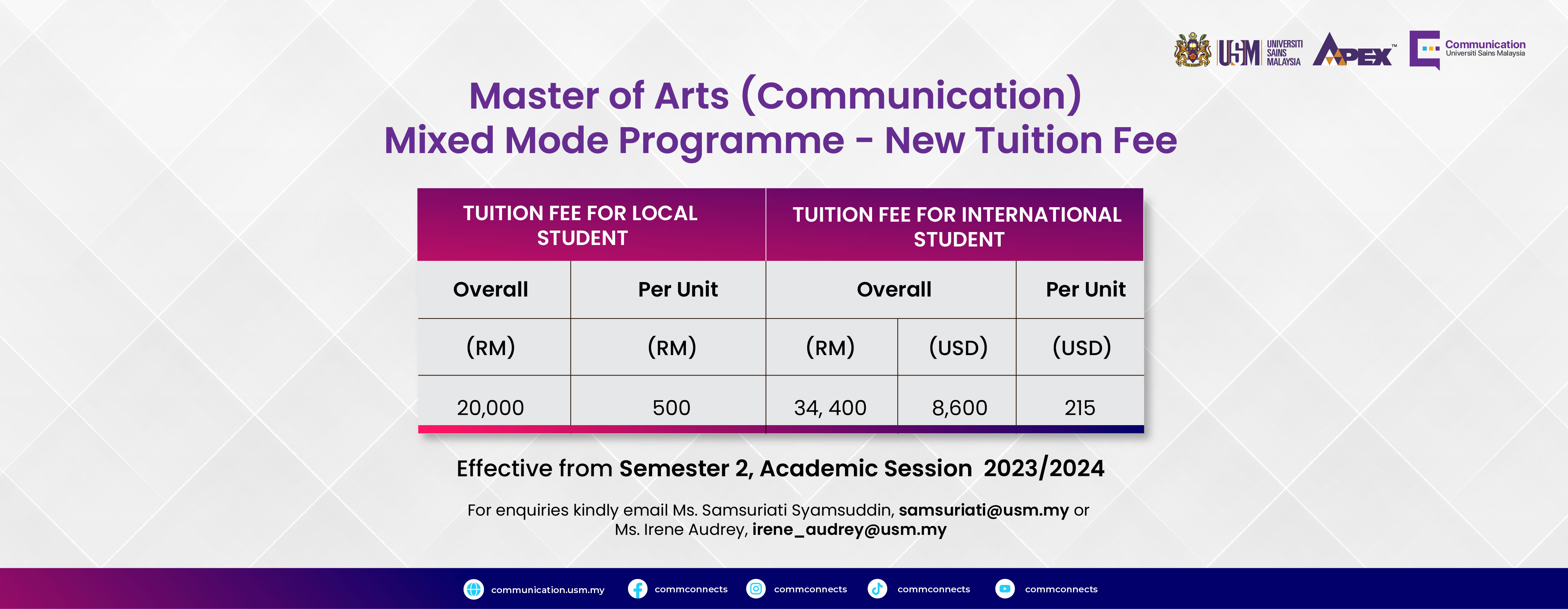 Master of Arts Communication Mixed Mode Programme New Tuition Fee 03