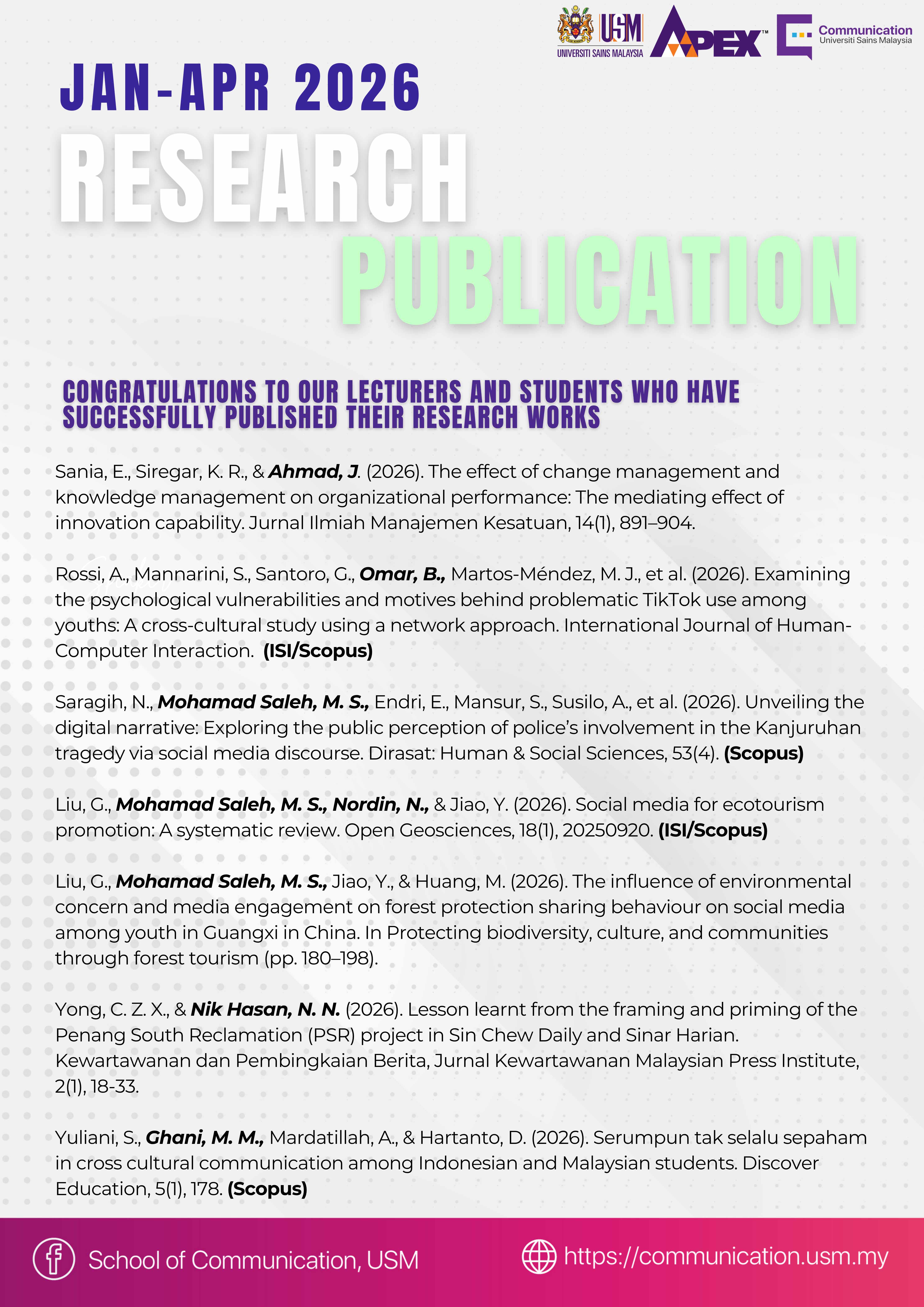 Research Publication Jan-April 1